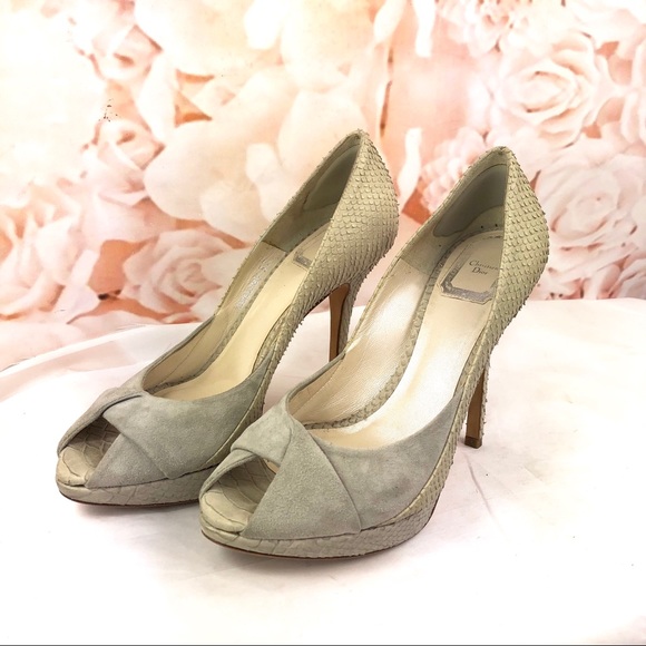 Dior Shoes - Christian Dior beige heels snakeskin leather 7